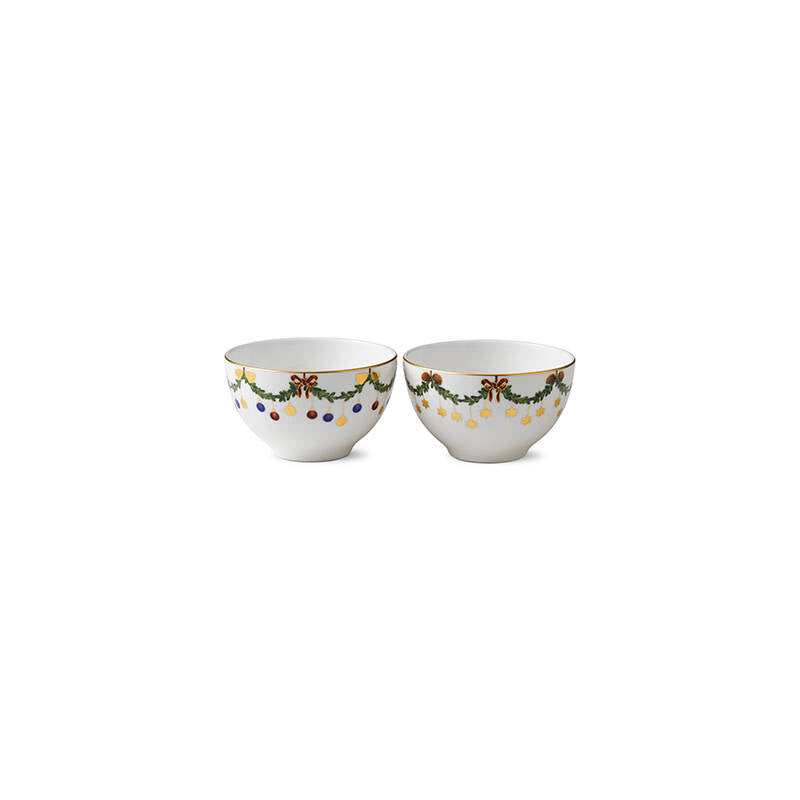Star Fluted Christmas Chocolate Bowl 10 oz, Set of 2