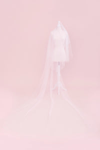 The Classic Silk Tulle Drop Wedding Veil Blusher 40in with Cathedral 120in