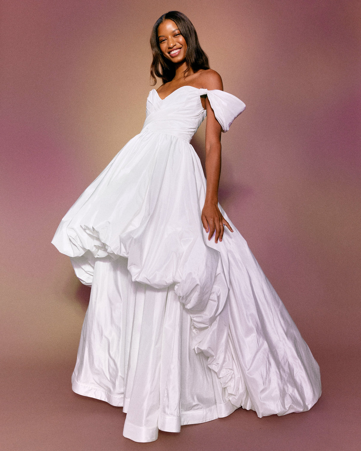 Bettina Gown in White Taffeta