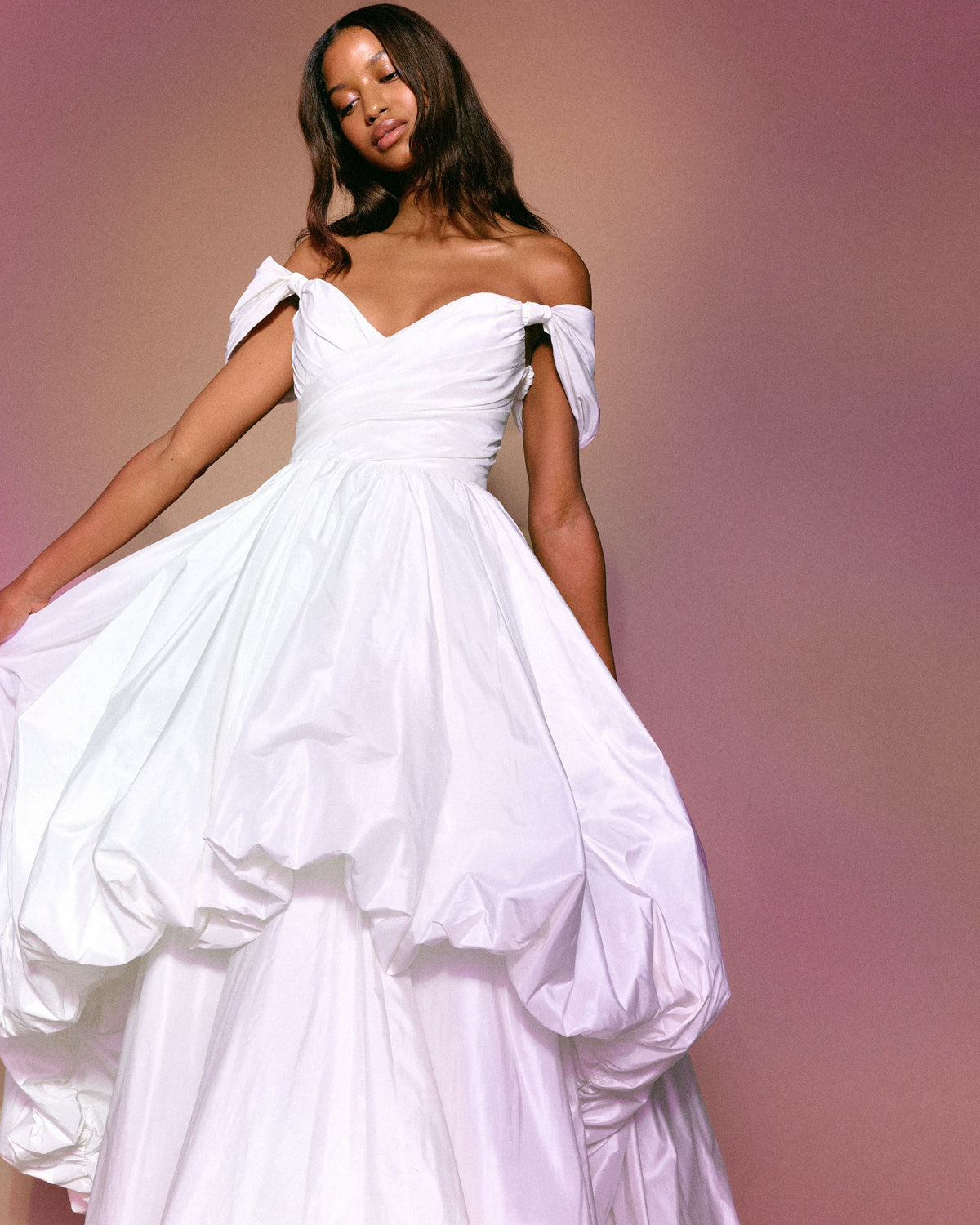 Bettina Gown in White Taffeta