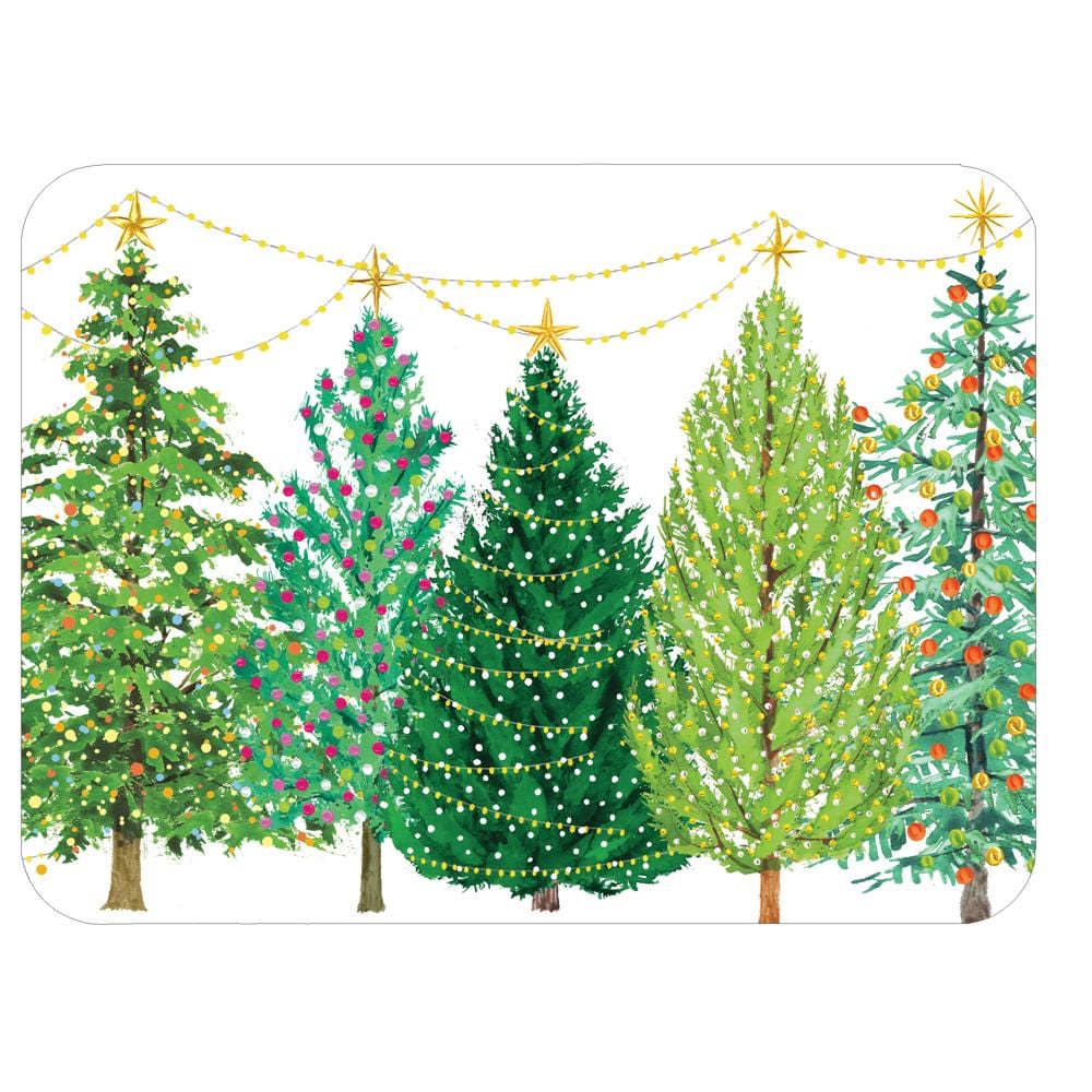 Christmas Tree with Lights Rectangle Paper Placemats, Set of 12