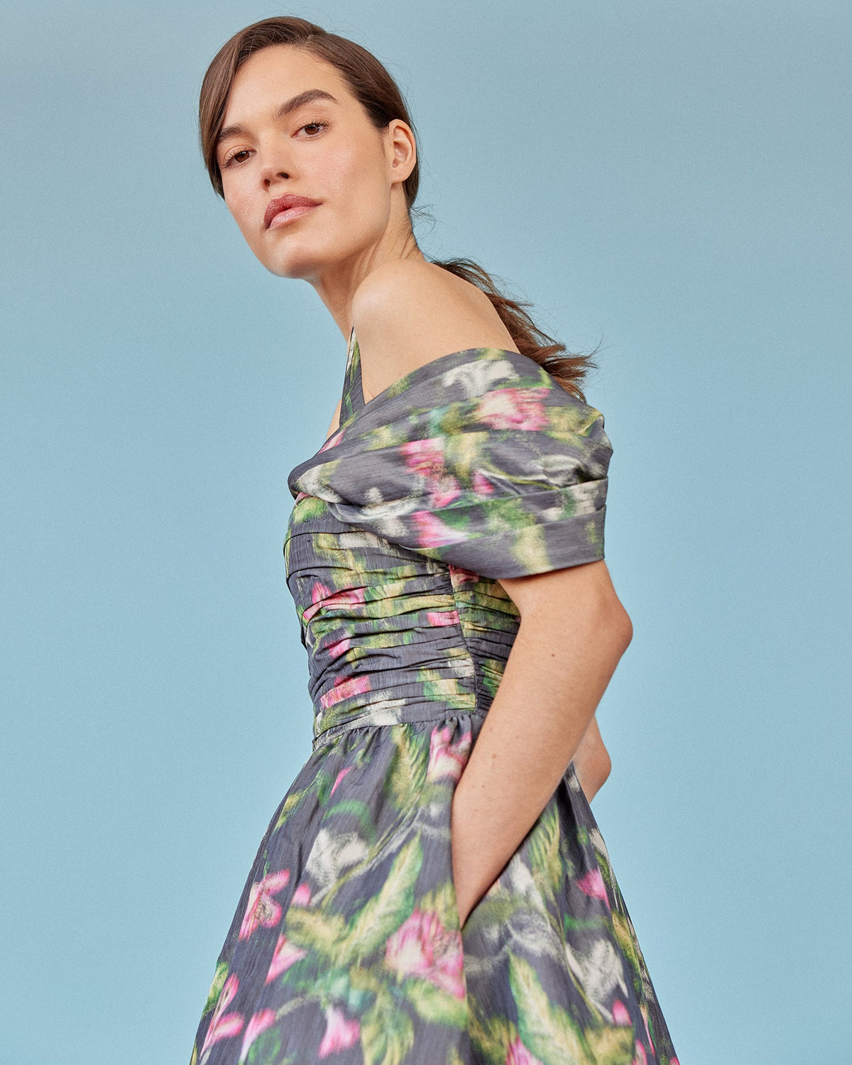 Zora Dress in Pink Lily Taffeta