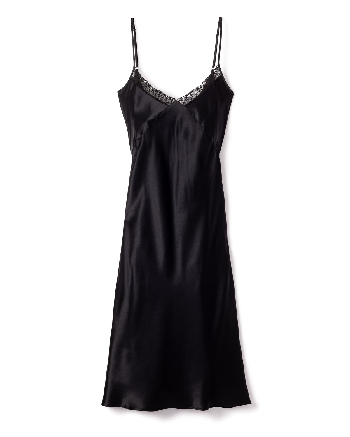 Women’s Mulberry Silk Black Cosette Night Dress with Lace