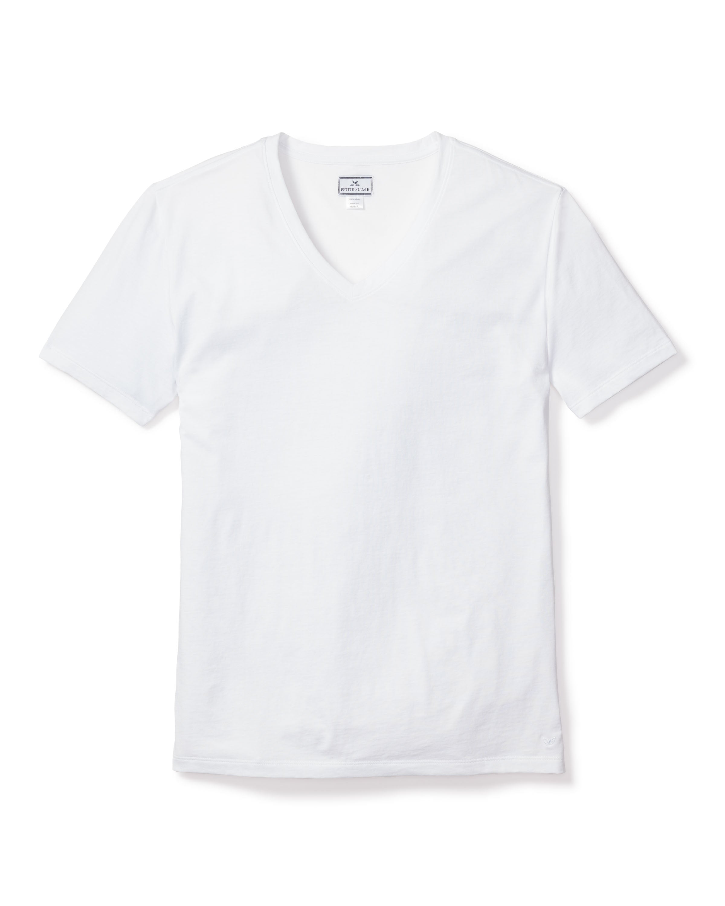 Pima Cotton Men's White V-Neck Top