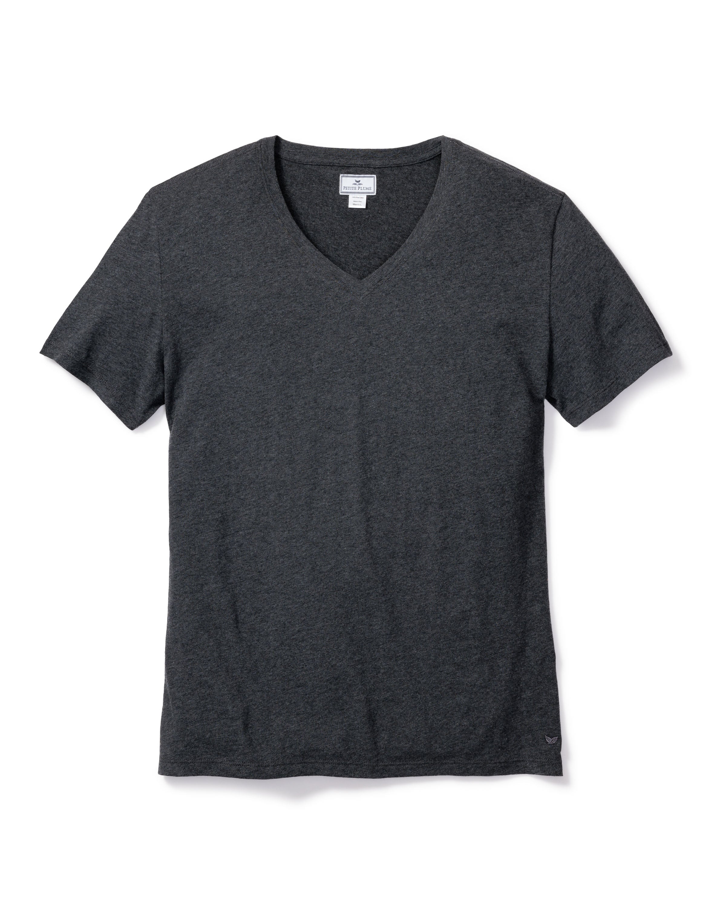 Pima Cotton Men's Dark Heather Grey V-Neck Top