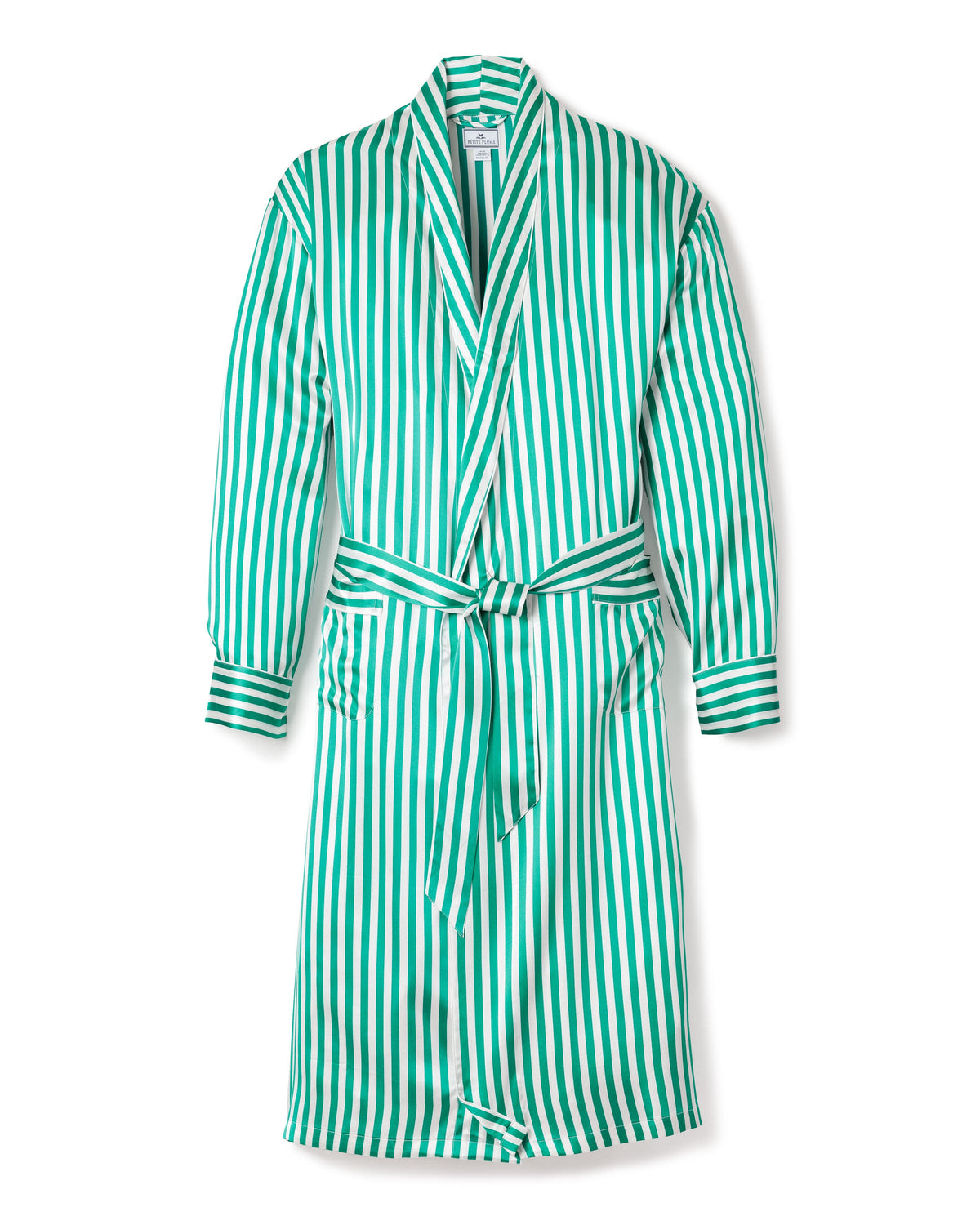 Men’s Mulberry Silk Green Stripe Long Robe