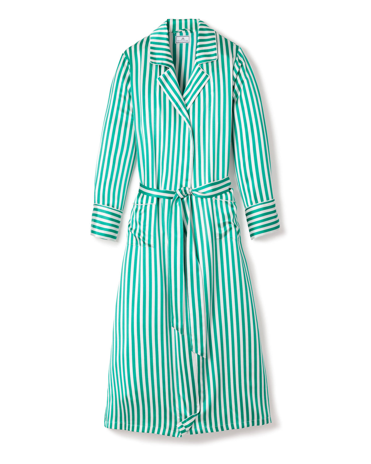 Women’s Mulberry Silk Green Stripe Long Robe