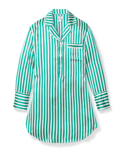 Women’s Mulberry Silk Green Stripe Nightshirt