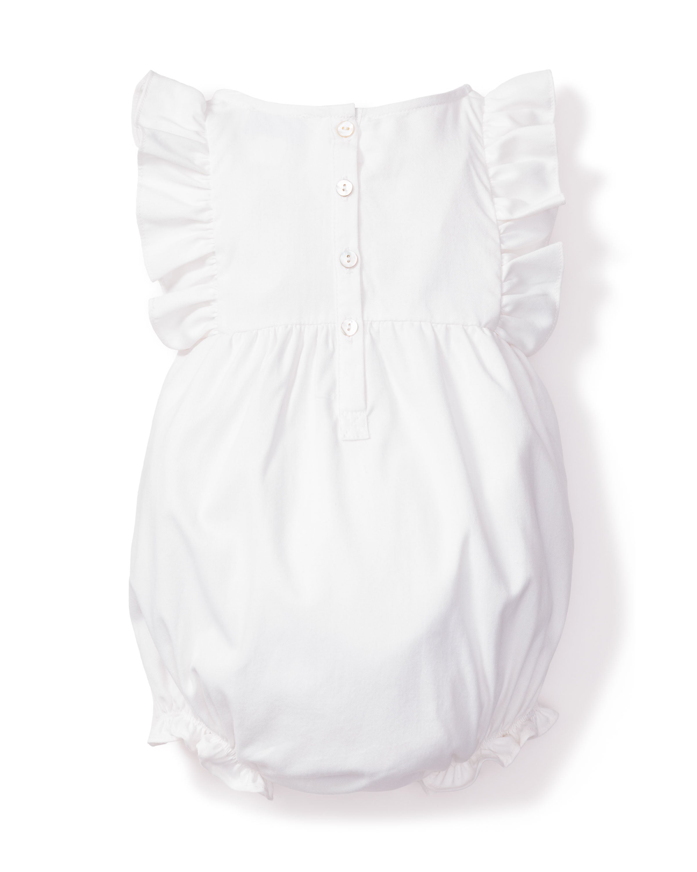 Children’s White Twill Ruffled Romper