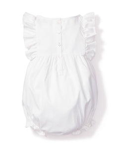 Children's White Twill Ruffled Romper