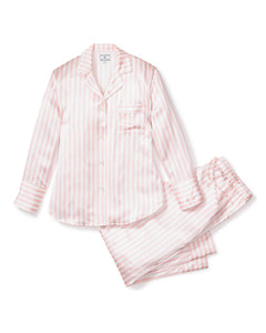 Women’s Pink Stripe Silk Pajama Set