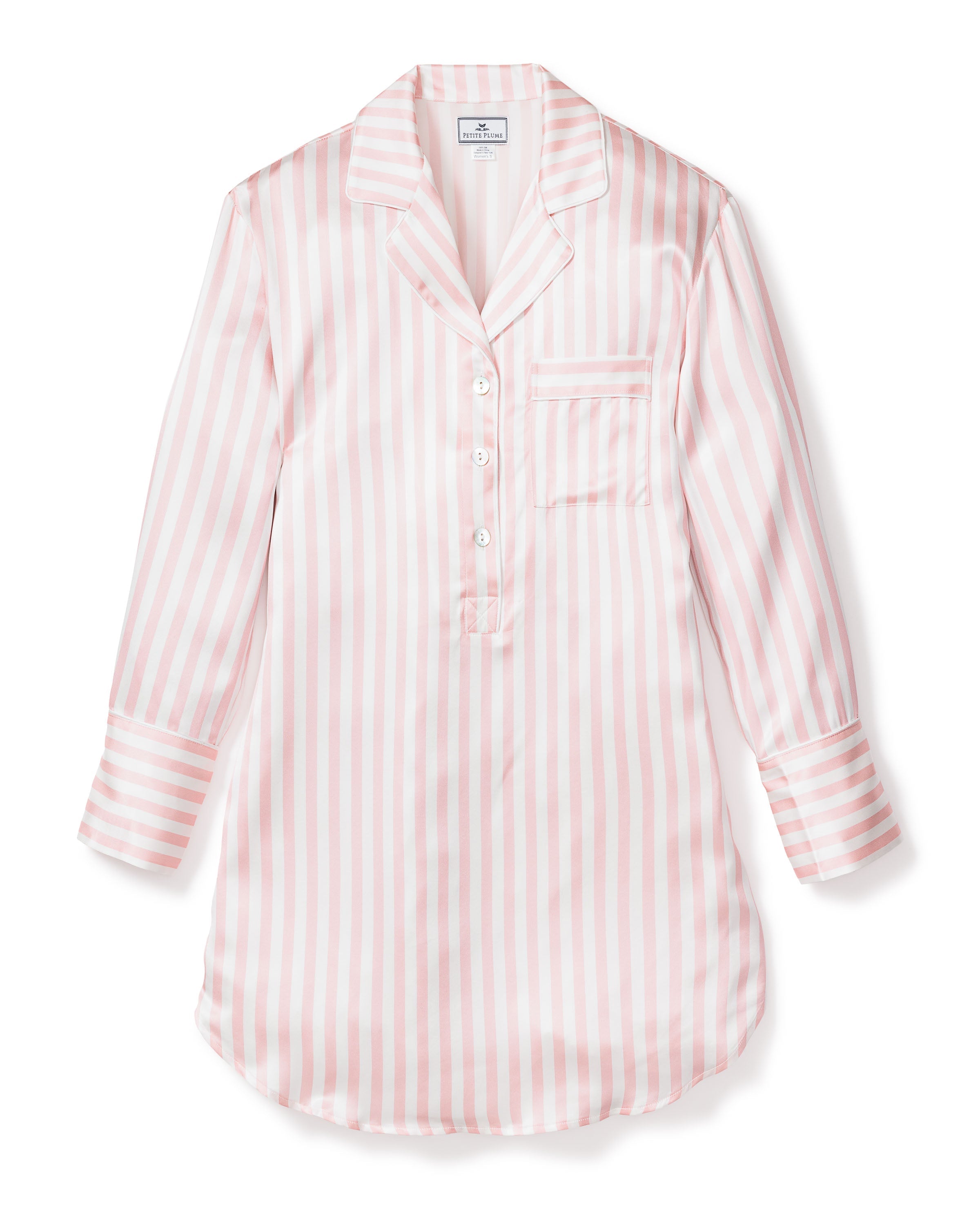 Women’s Pink Stripe Silk Nightshirt