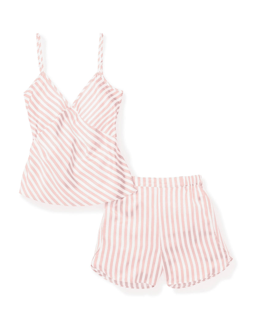 Women’s Pink Stripe Silk Cami Short Set