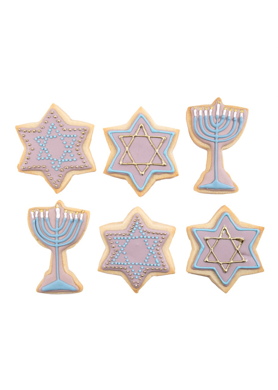 Menorah & Star of David Sugar Cookies, Set of 6