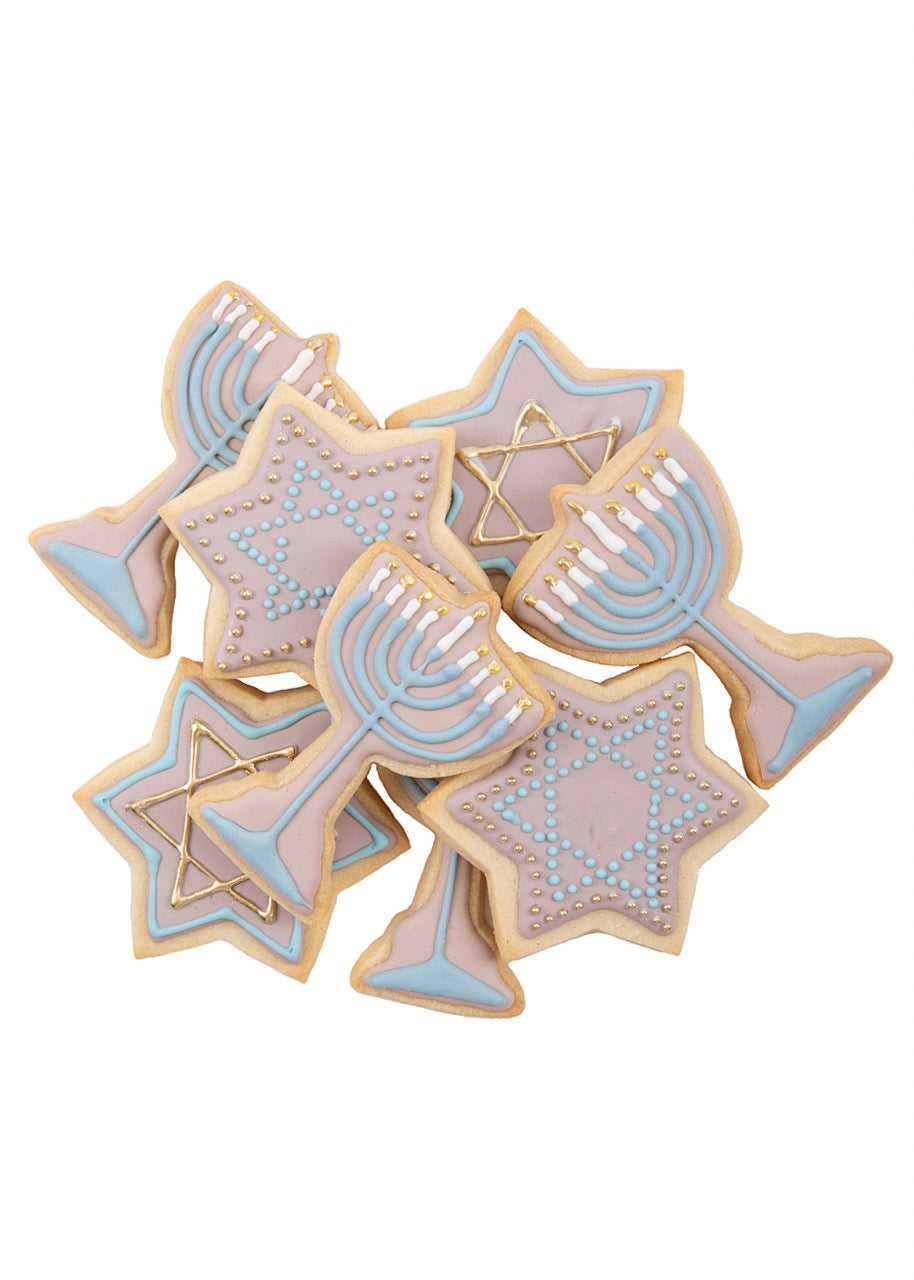 Menorah & Star of David Sugar Cookies, Set of 6