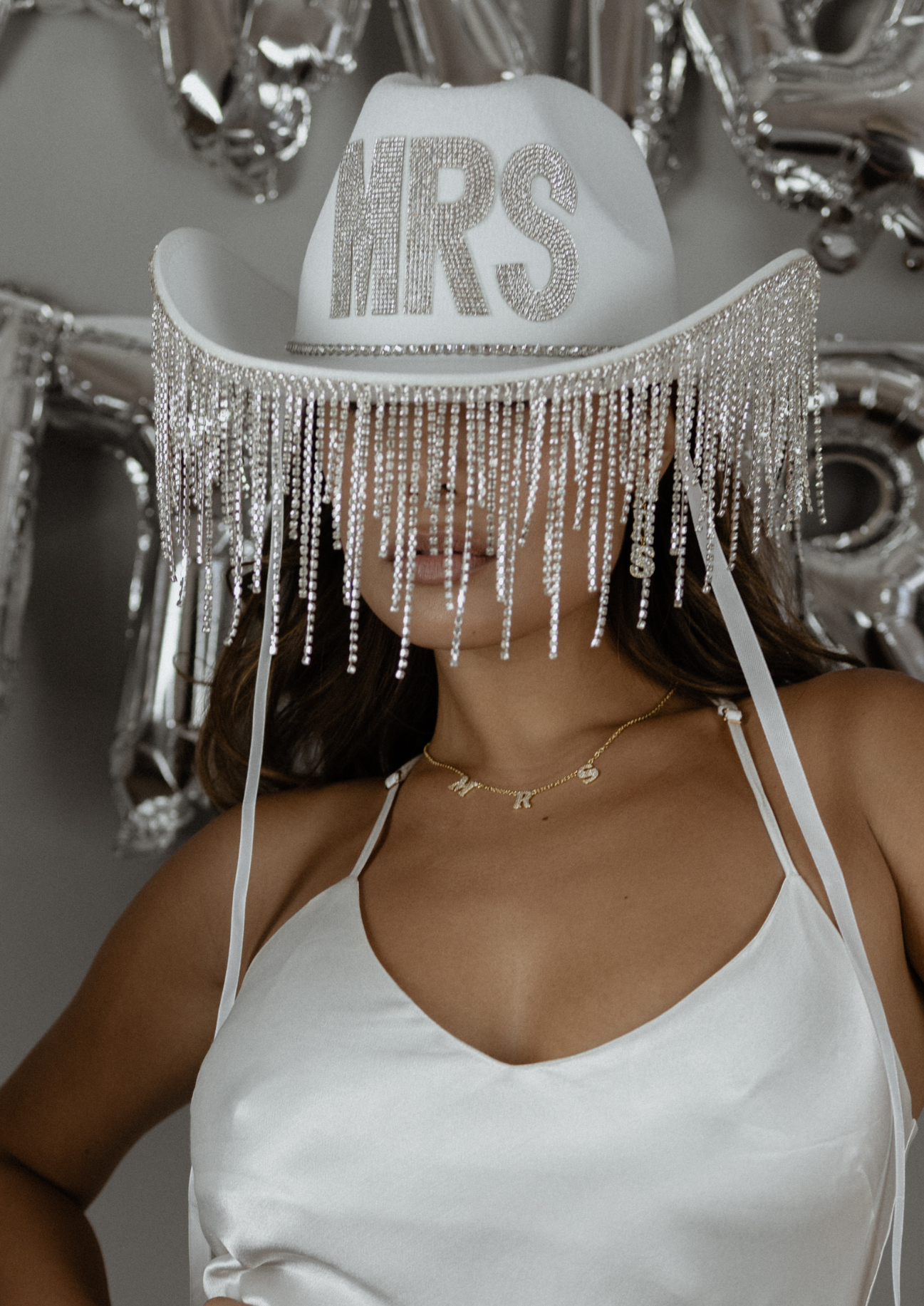 Mrs Diamanté Fringe Cowgirl Hat