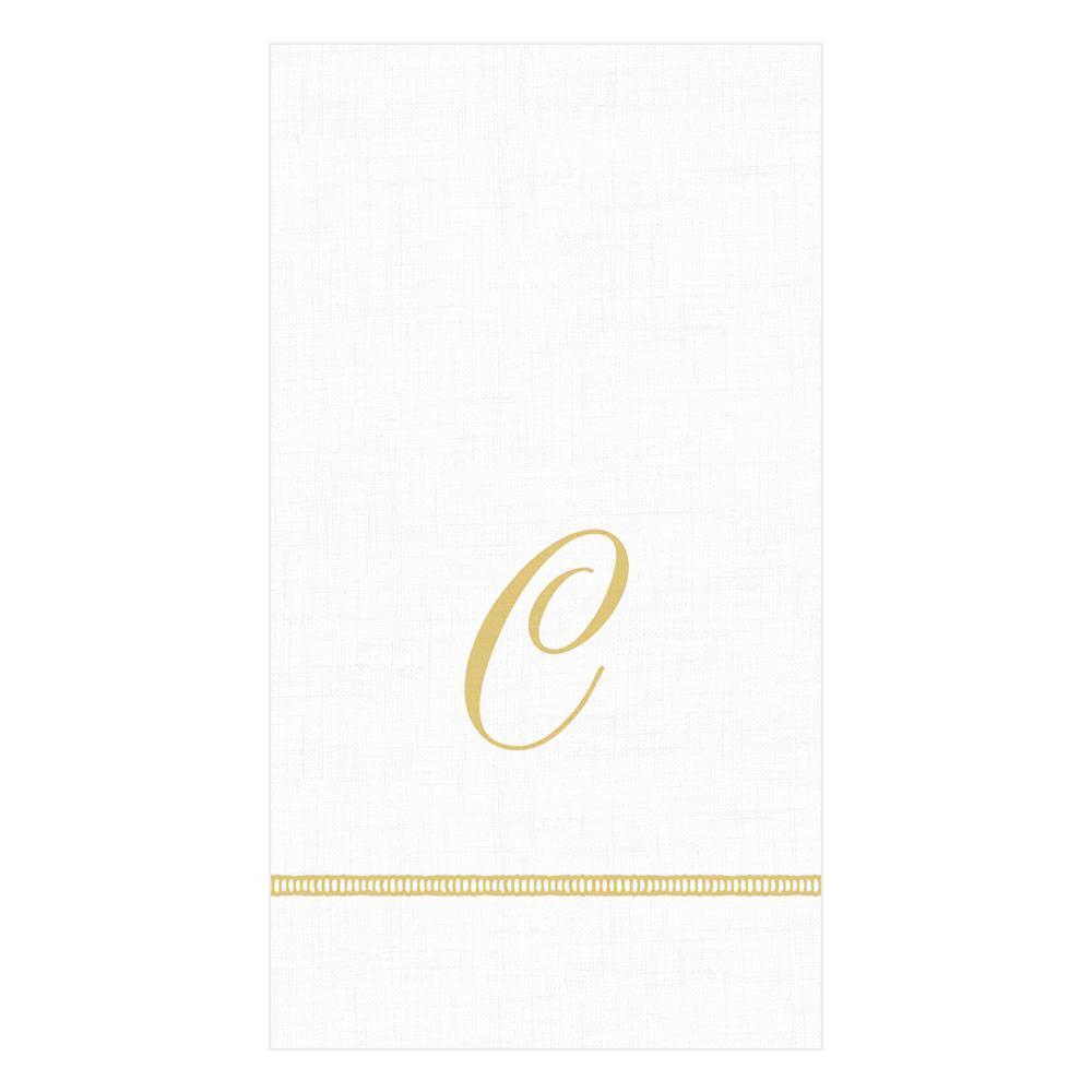 Hemstitch Script Single Initial Paper Guest Towel Napkins