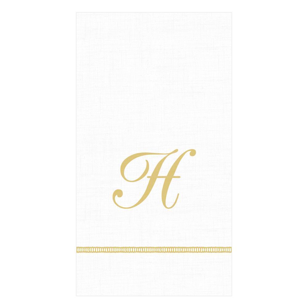 Hemstitch Script Single Initial Paper Guest Towel Napkins