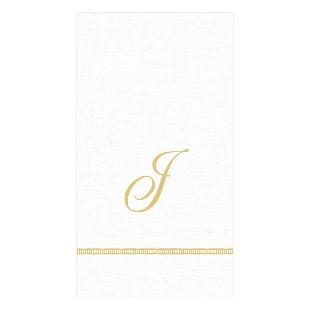 Hemstitch Script Single Initial Paper Guest Towel Napkins