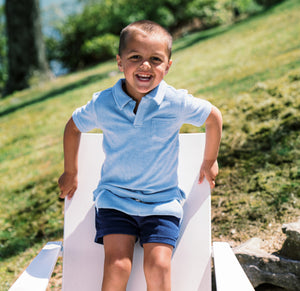 Boys Freshwater Blue Navy Colorblock French Terry Short