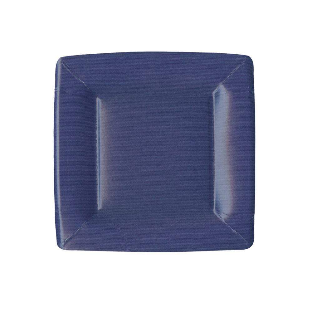 Grosgrain Border Square Paper Salad & Dessert Plates in Navy