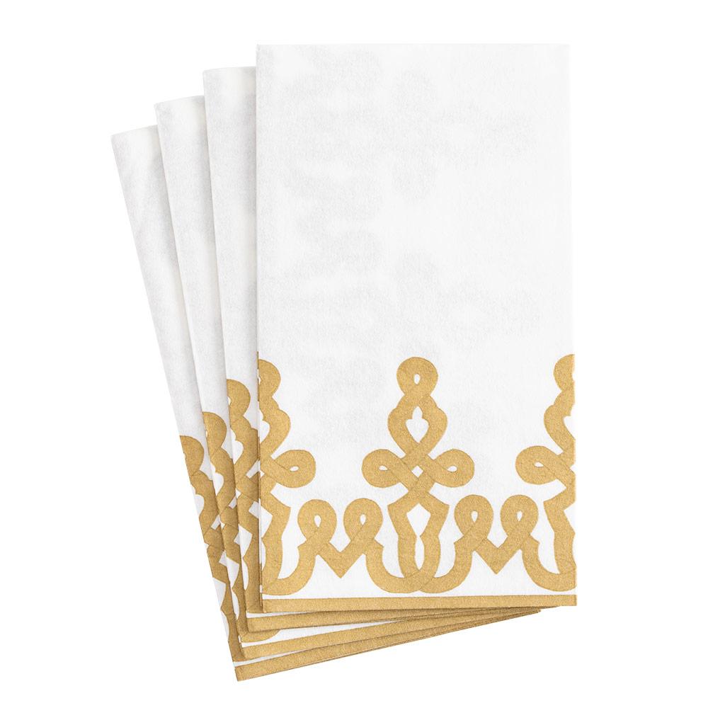 Dessin Passementerie Paper Linen Guest Towel Napkins in Gold