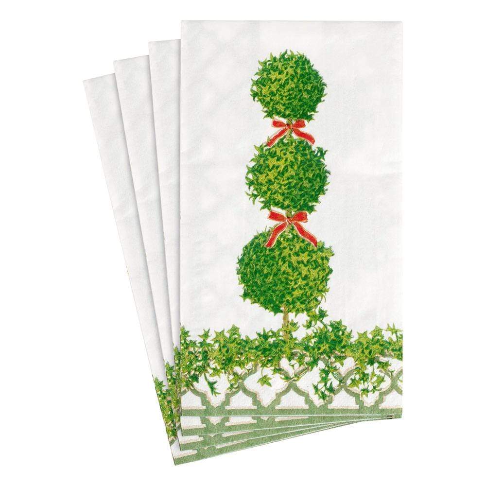 Topiaries Paper Guest Towel Napkins in Green Border