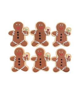 Party Gingerbread Men Sugar Cookies, Set of 6