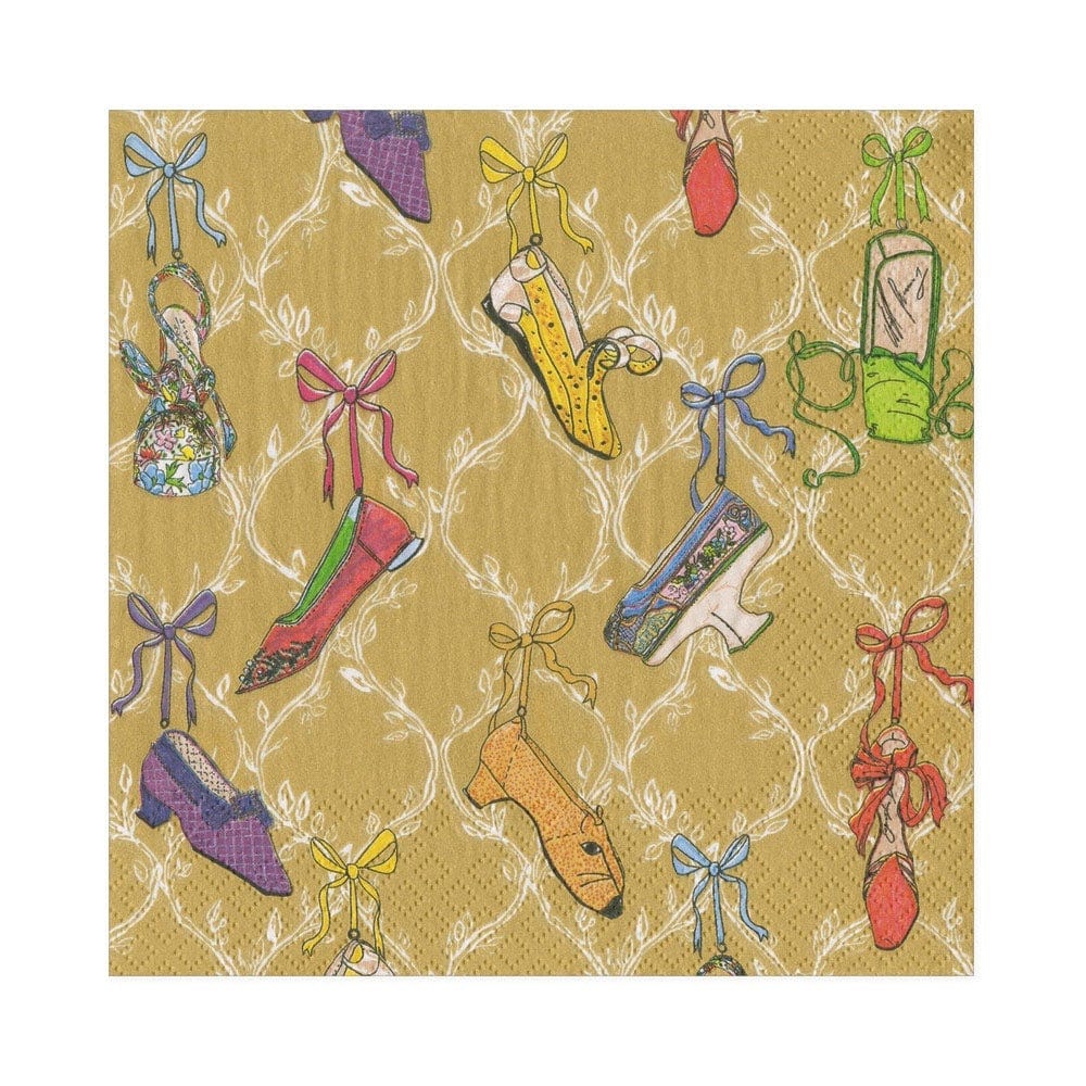 A History of Shoes Paper Napkins in Gold