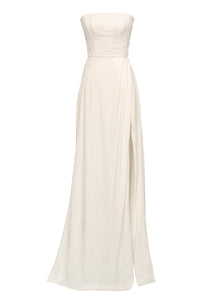 Bernini White Floral Jacquard Wrap Gown