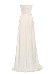 Bernini White Floral Jacquard Wrap Gown