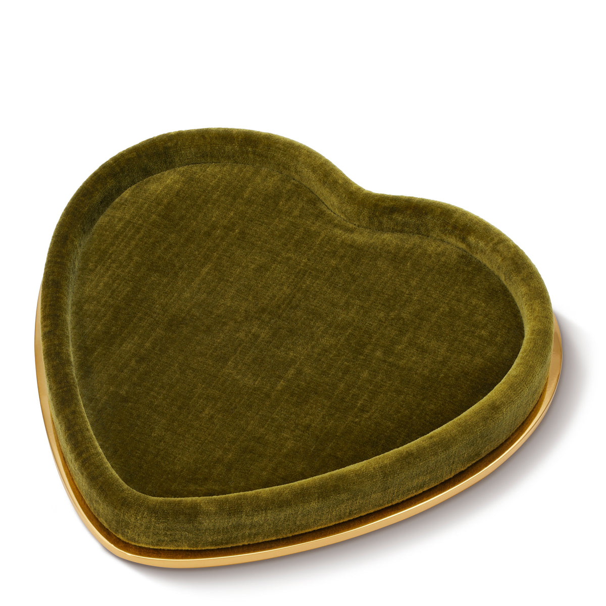 Valentina Velvet Heart Tray, Moss