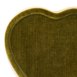 Valentina Velvet Heart Tray, Moss