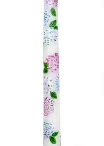 Ivory Summer Hydrangeas Hand-Painted Taper Candles, Set of Two