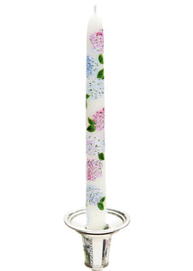 Ivory Summer Hydrangeas Hand-Painted Taper Candles, Set of Two