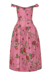 Giorgia Pink Floral Ikat Midi Dress