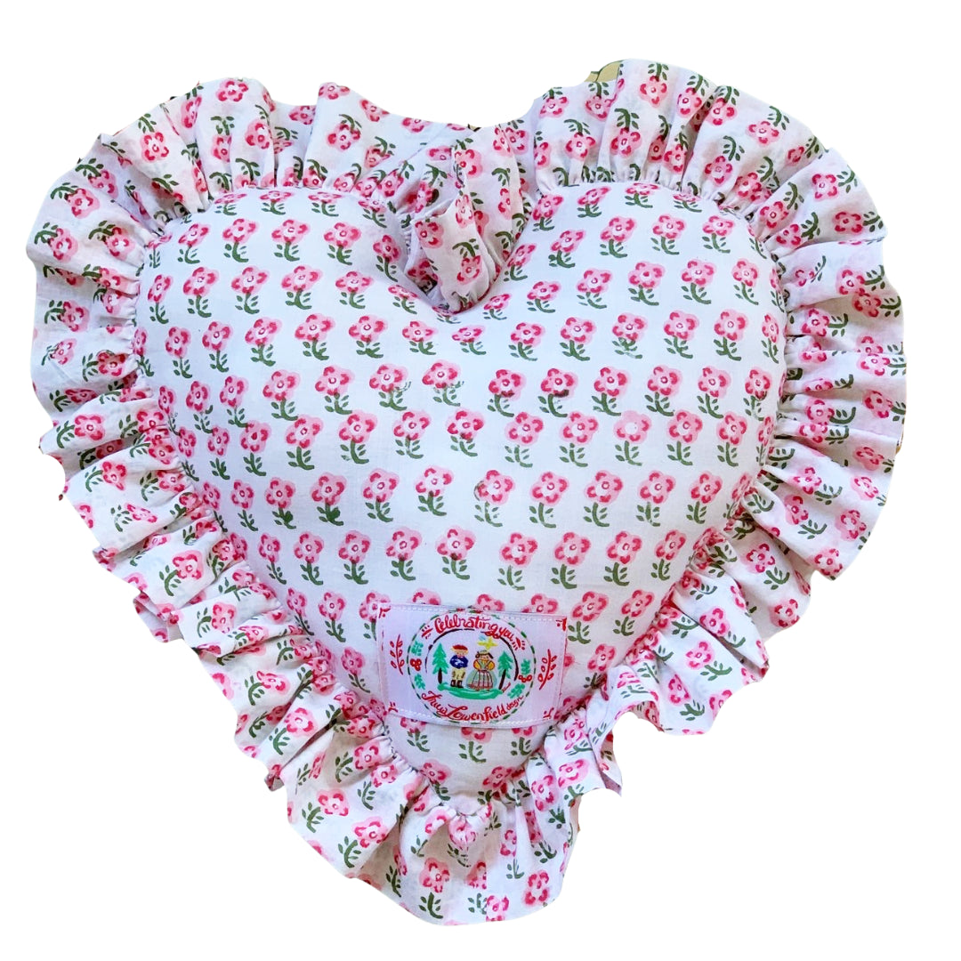 Love You So Heart Ruffle Pillow