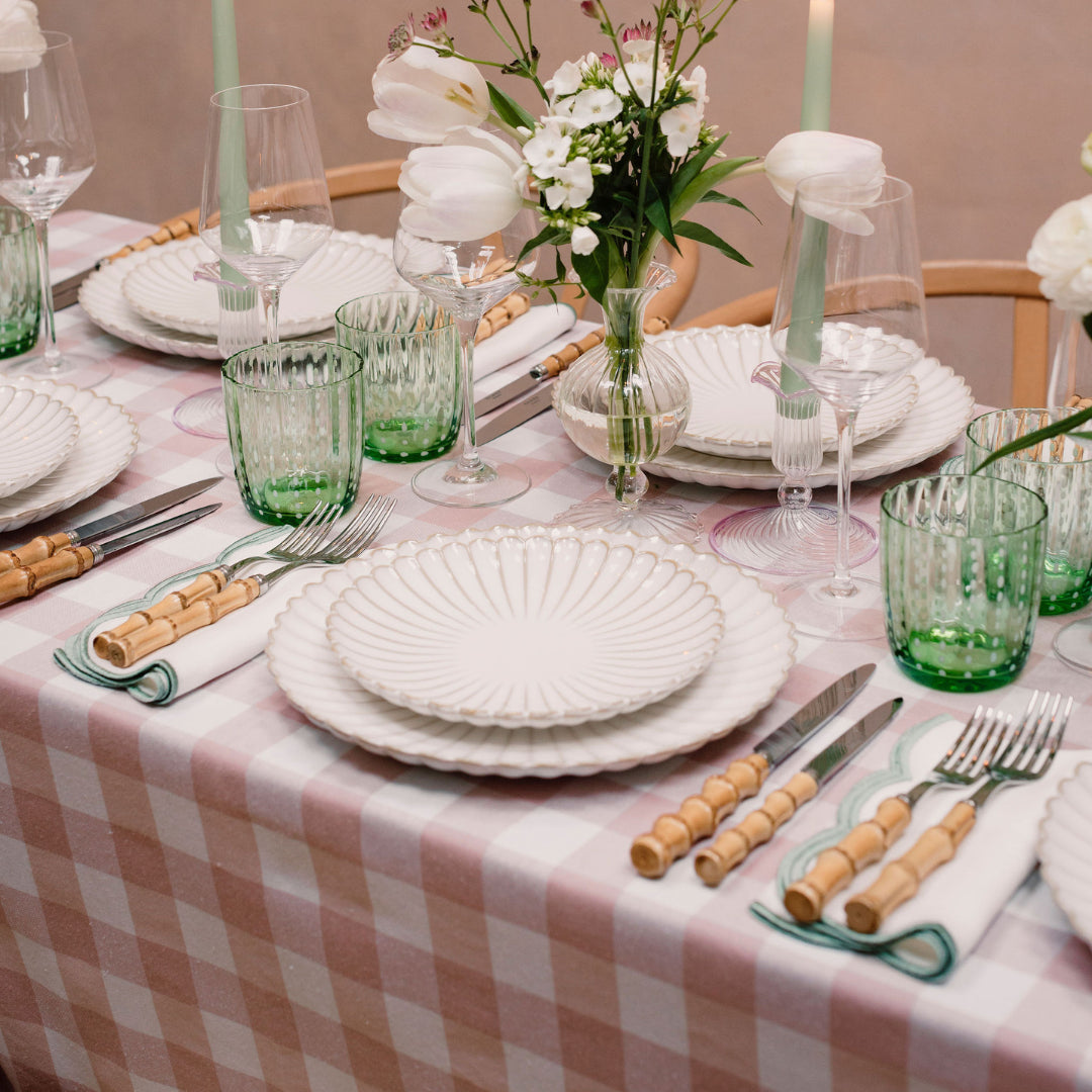 Blush Pink Gingham Tablecloth