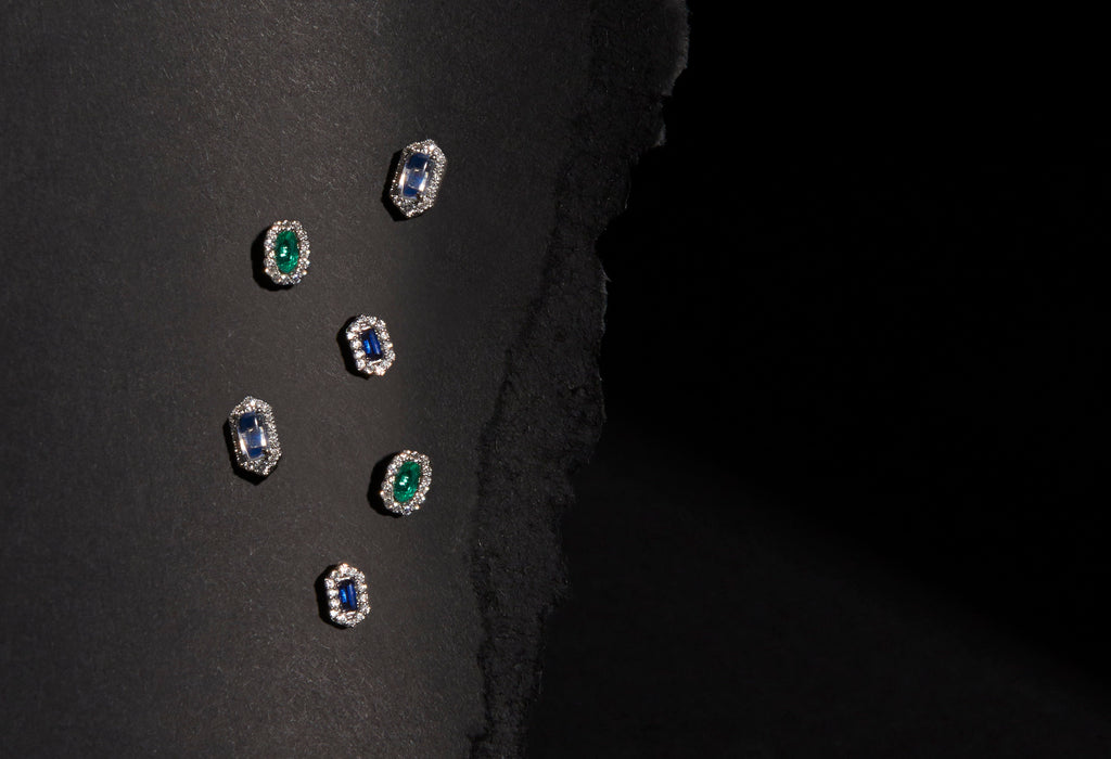 Hexagon Sapphire and Diamond Earrings