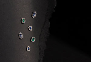 Hexagon Sapphire and Diamond Earrings