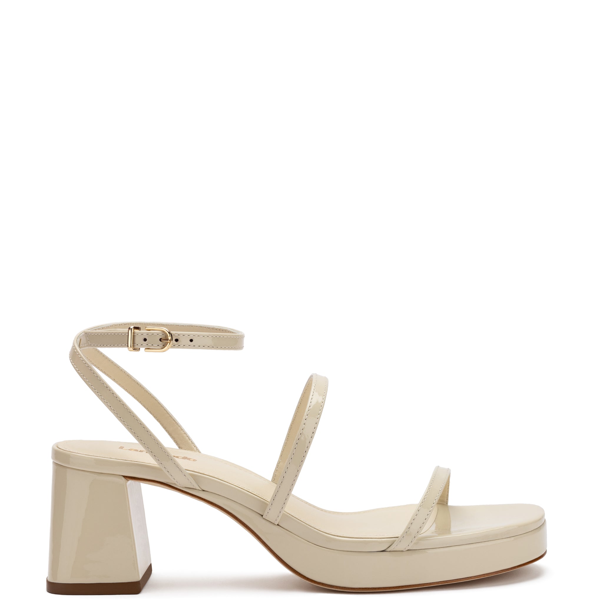 Gio Sandal In Ivory Patent Leather