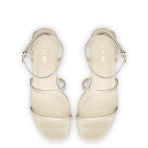 Gio Sandal In Ivory Patent Leather