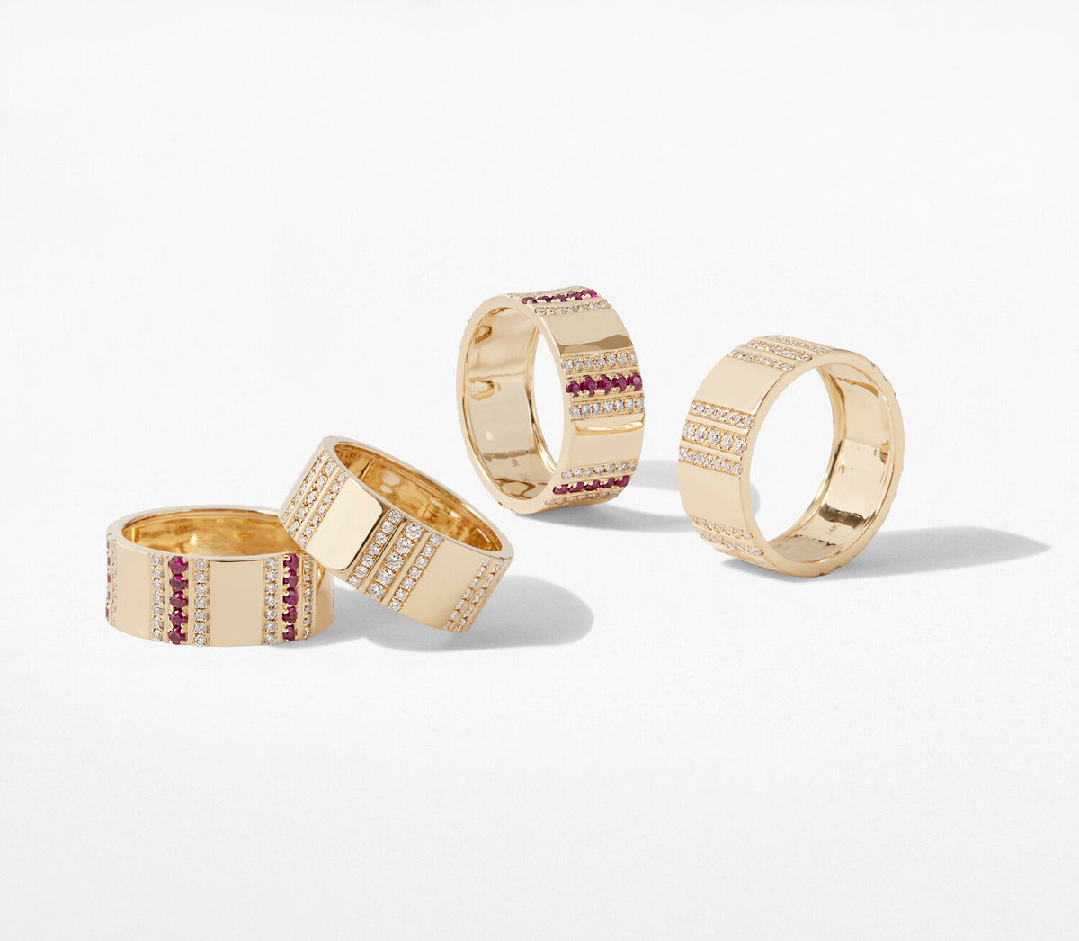 Pinstripe Strength Diamond and Ruby Cigar Band Ring