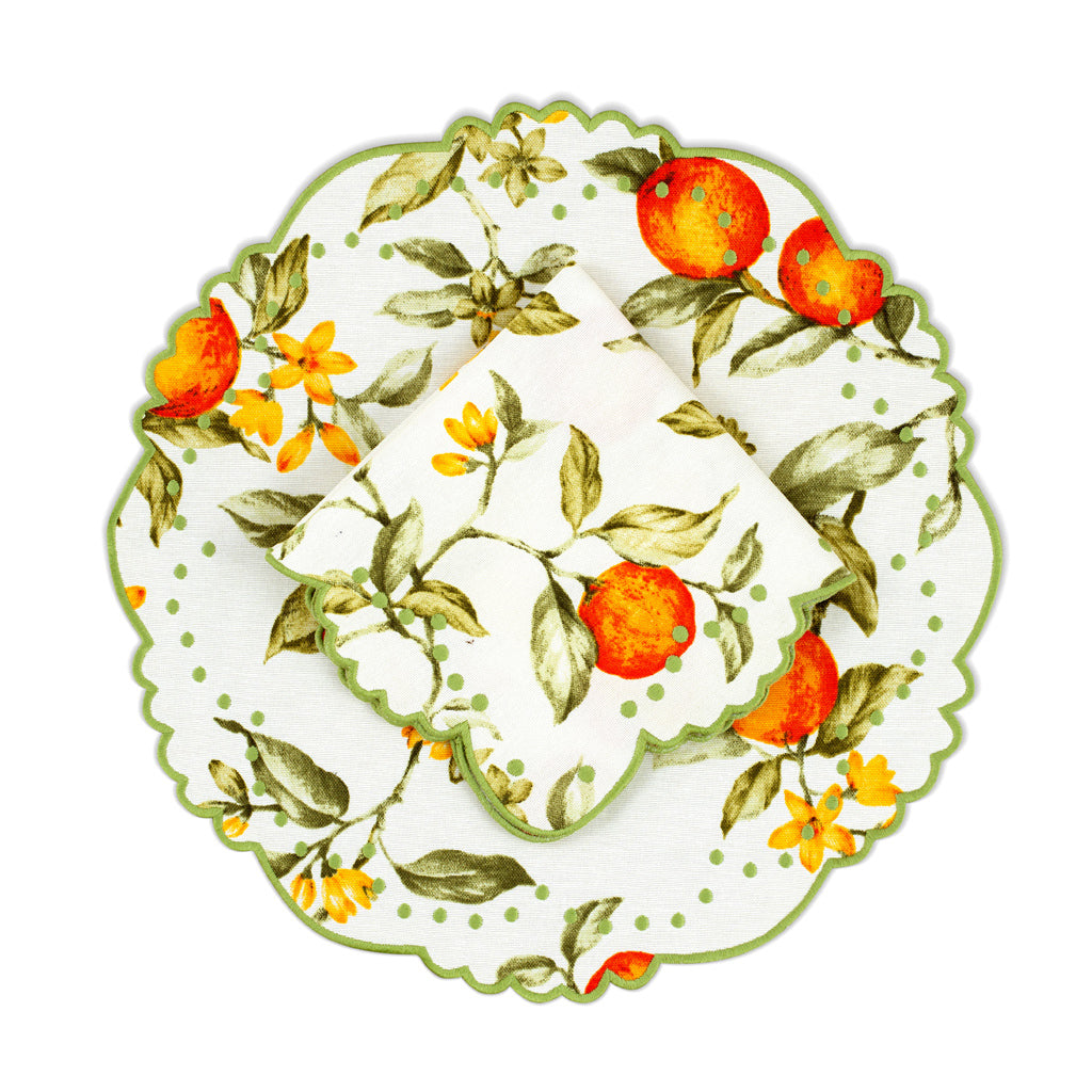 Berenice Orange Blossom Placemat and Napkin Set