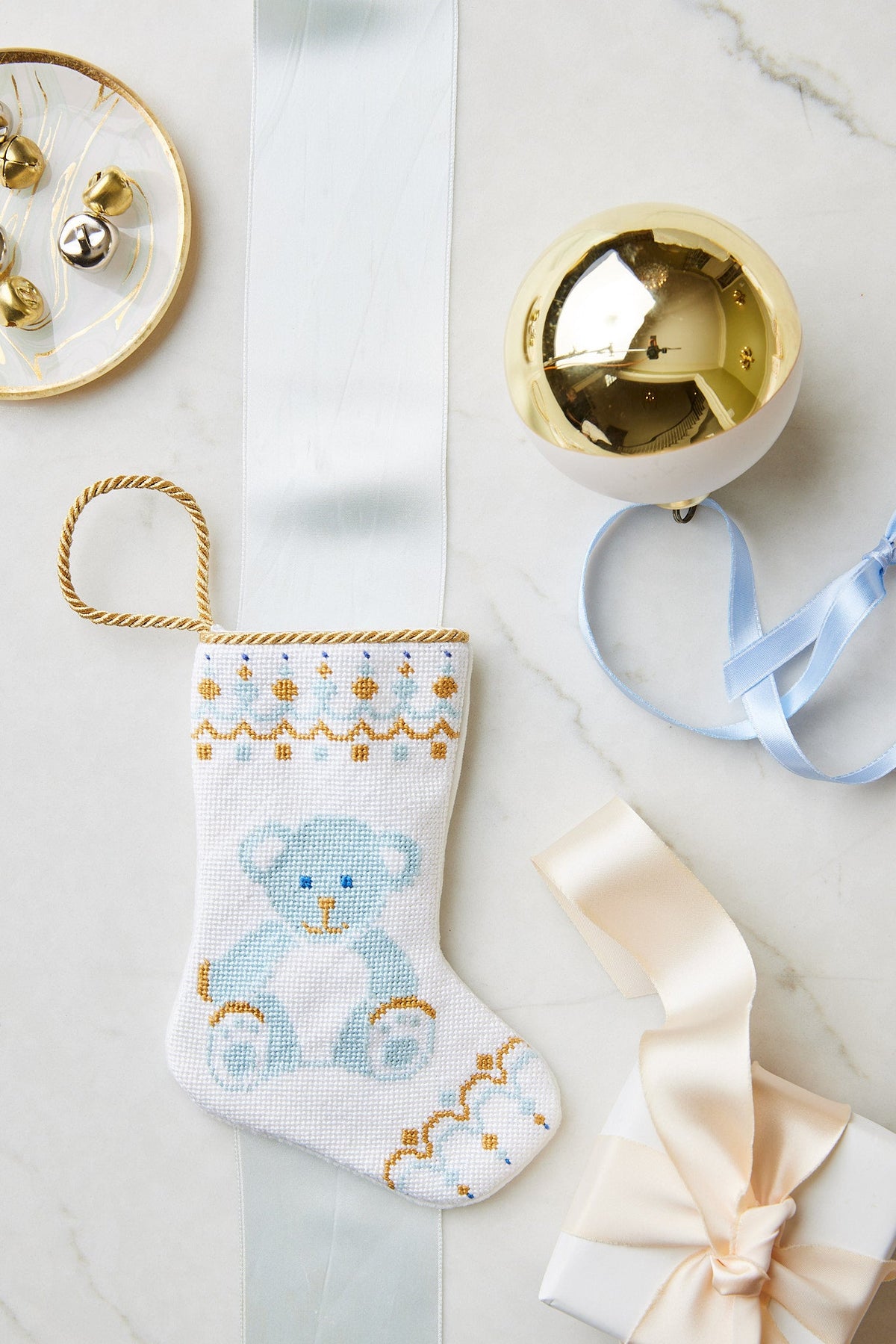 Shuler Studio Bear-y Christmas Bauble Stocking in Blue