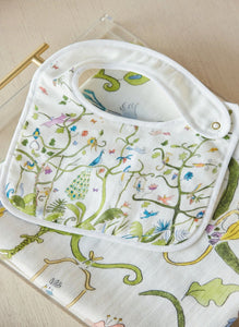 Tropical Chinoiserie Shawl Blanket & Bib Set