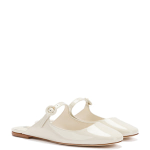 Blair Flat Mule in Ivory Patent Leather