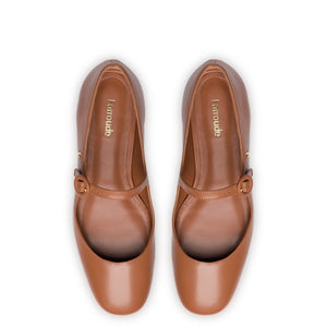 Blair Ballet Flat in Caramel Leather