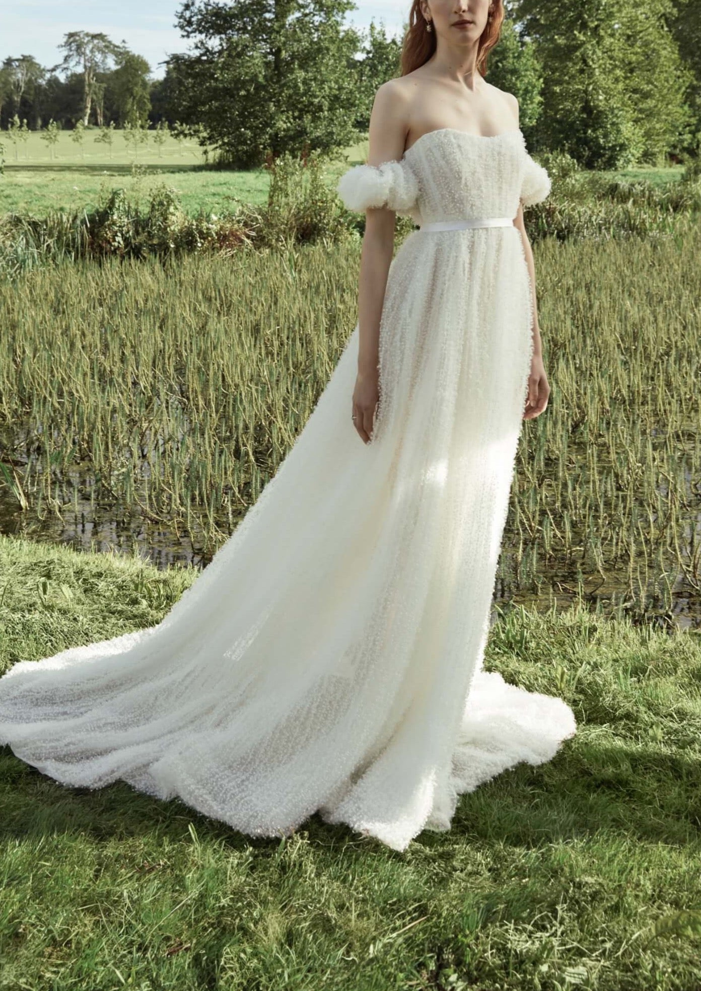 Venus White Dotted Tulle Gown
