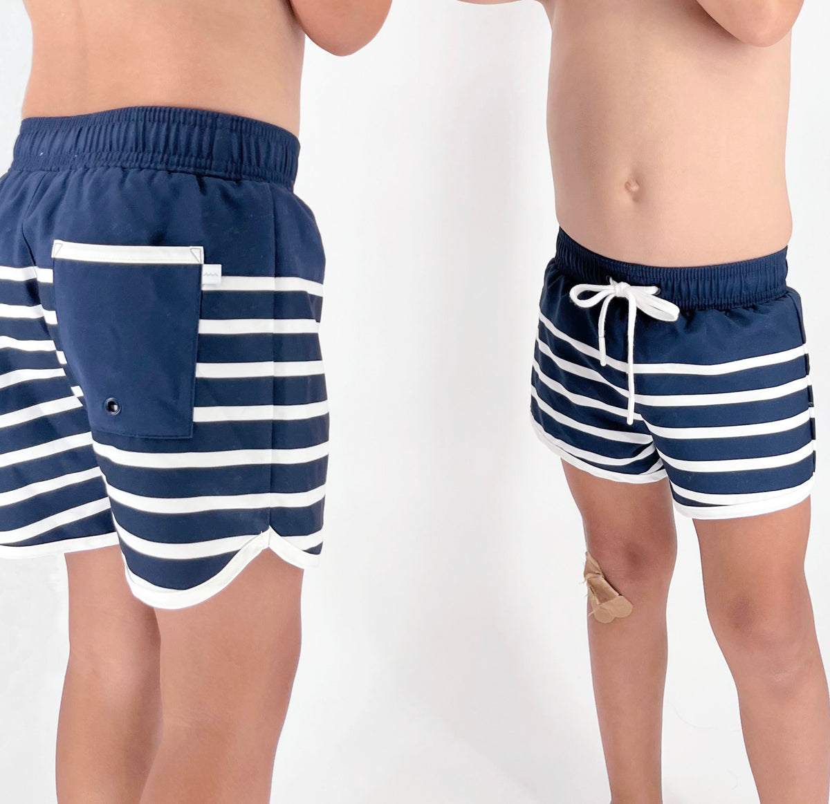 Boys Navy Breton Stripe Boardie